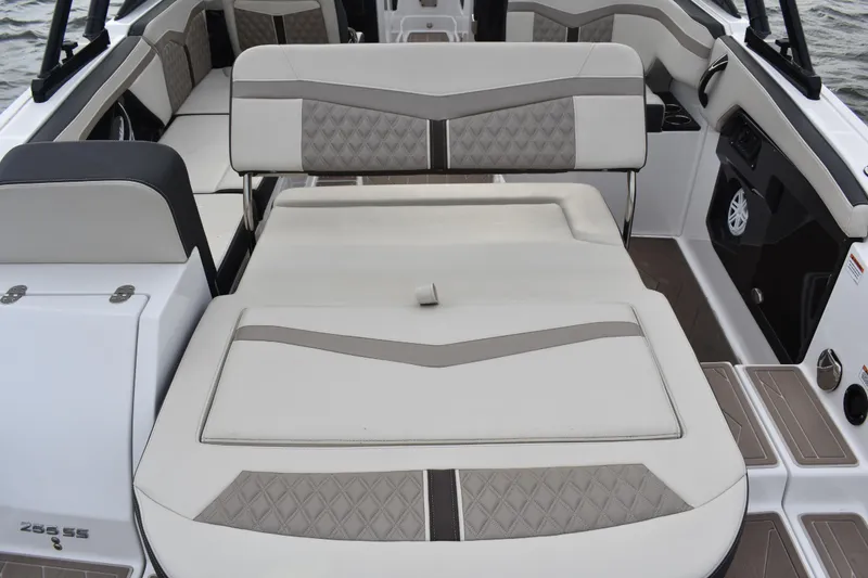 Slide: The Image of 2024 Monterey 255SS Super Sport boat interior with luxurious seating and modern design. - 22