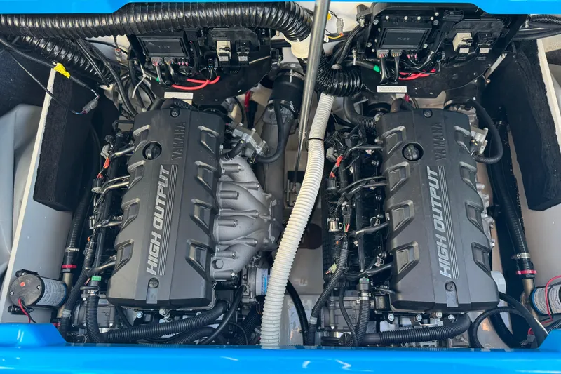 Slide: The Image of 2023 Yamaha Boats 222XD high output engines, showcasing advanced marine engineering. - 23