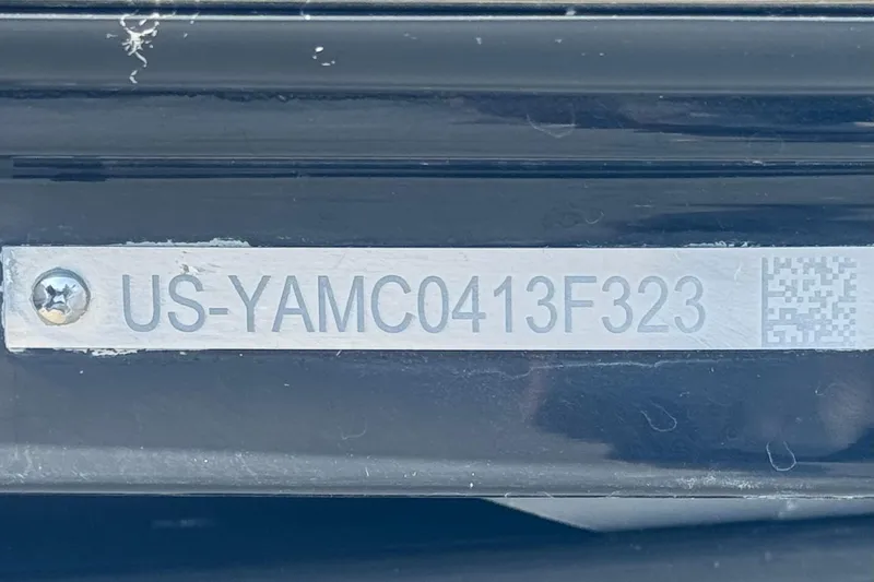 Slide: The Image of 2023 Yamaha Boats 222XD identification plate with serial number US-YAMC0413F323. - 41