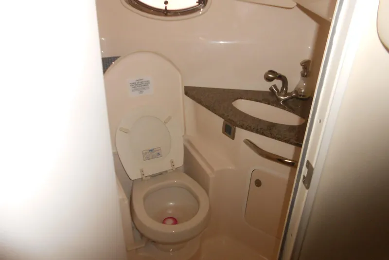 Slide: The Image of Luxurious interior of 2007 Sea Ray 44 Sundancer with leather sofa. - 15