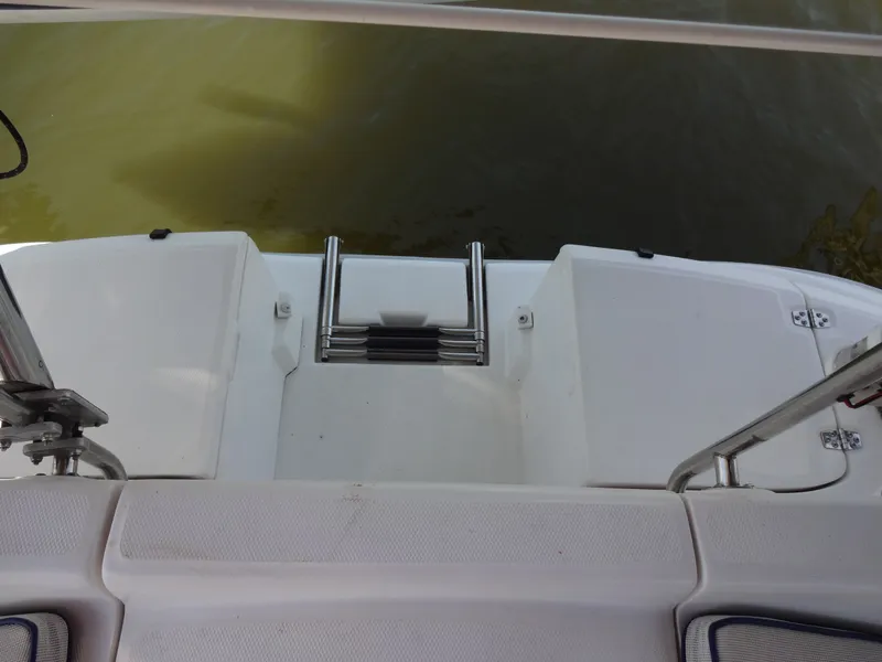 Slide: The Image of Stern view of a 2001 Hunter 380 yacht with swim ladder. - 21
