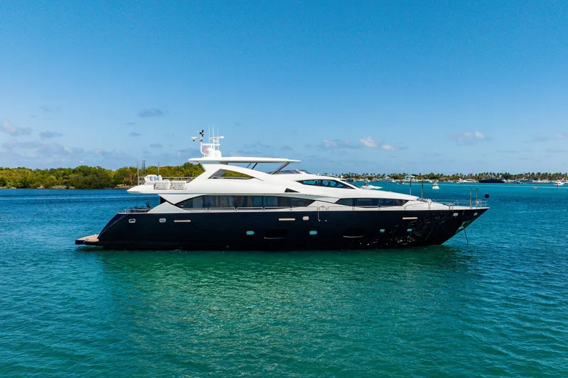 Slide: The Image of Luxurious 2011 Sunseeker 34 Metre Yacht cruising on clear blue waters. - 1