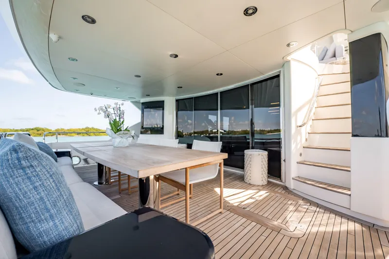 Slide: The Image of Luxurious Sunseeker 34 Metre Yacht 2011 with elegant outdoor seating and scenic views. - 27