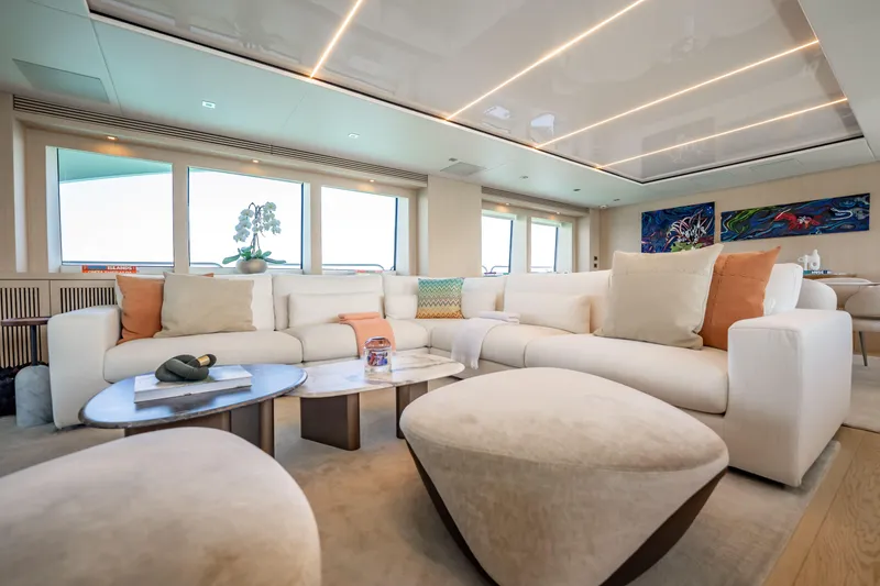 Slide: The Image of Luxurious interior of 2011 Sunseeker 34 Metre Yacht with elegant seating and modern decor. - 30