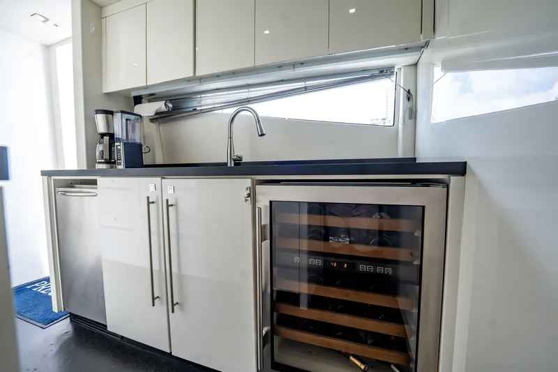 Slide: The Image of Modern kitchen on 2011 Sunseeker 34 Metre Yacht with wine cooler and sleek cabinetry. - 37