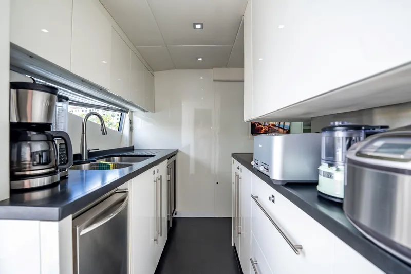 Slide: The Image of Modern kitchen interior on 2011 Sunseeker 34 Metre Yacht with sleek appliances and cabinetry. - 38