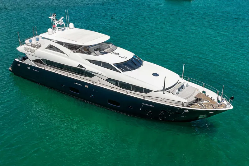 Slide: The Image of Luxurious 2011 Sunseeker 34 Metre Yacht on turquoise waters. - 5