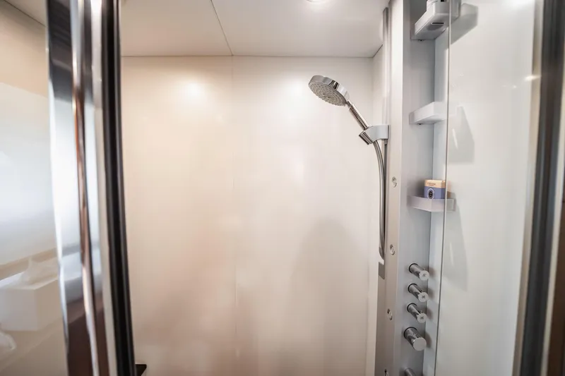 Slide: The Image of Luxurious shower in 2011 Sunseeker 34 Metre Yacht, featuring modern fixtures and sleek design. - 57