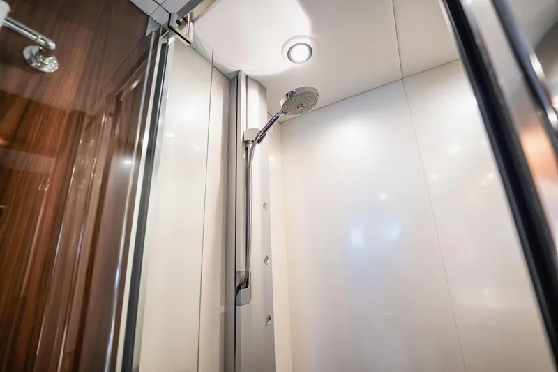 Slide: The Image of Shower area in 2011 Sunseeker 34 Metre Yacht, featuring modern fixtures and sleek design. - 69