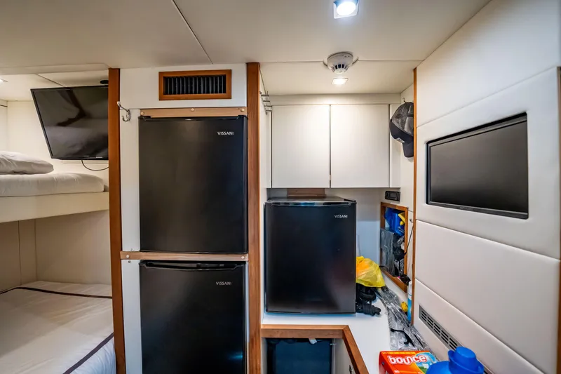 Slide: The Image of Interior of 2011 Sunseeker 34 Metre Yacht with bunk beds and Vissani refrigerators. - 75