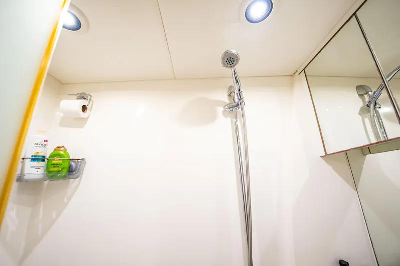 Slide: The Image of Shower area in 2011 Sunseeker 34 Metre Yacht with toiletries and mirror. - 76