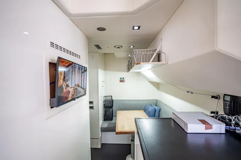 Slide: The Image of Luxurious interior of 2011 Sunseeker 34 Metre Yacht with modern seating and entertainment system. - 78