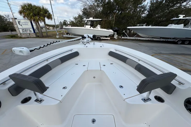 Slide: The Image of 2021 Sea Born LX24 Center Console boat with spacious seating and modern design. - 17