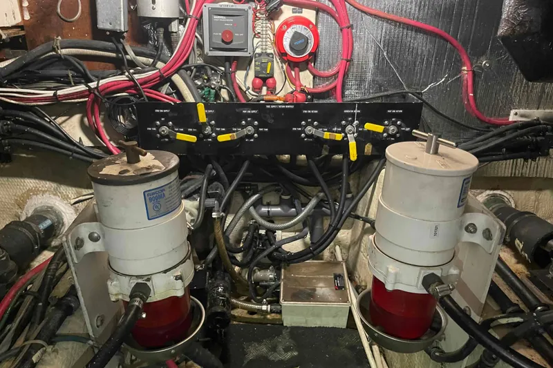 Slide: The Image of Bathroom sink with chrome faucet in 1987 Chris-Craft 426 Catalina yacht. - 19