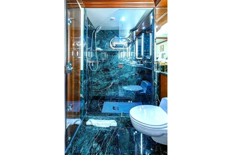 Slide: The Image of Luxurious bathroom with marble shower in 2000 Christensen Raised Pilothouse yacht. - 20