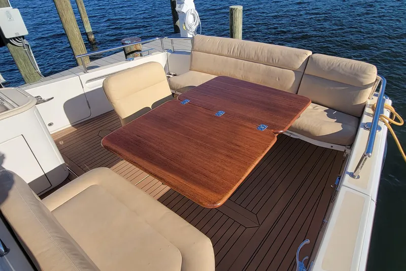 Slide: The Image of 2017 MJM 40z Downeast yacht with elegant teak deck and comfortable seating. - 12