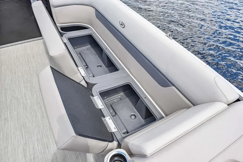 Slide: The Image of Manufacturer Provided Image: Princecraft Vectra 23 2020 boat with open storage compartments on the seating area. - 4