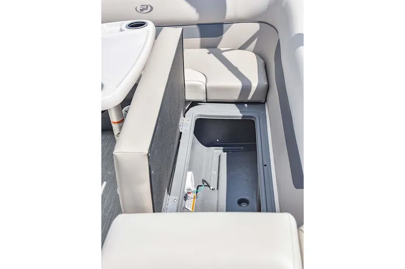Slide: The Image of Manufacturer Provided Image: Princecraft Vectra 23 2020 boat with open storage compartment under seat. - 9