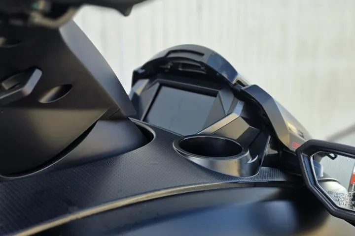 Slide: The Image of 2026 Yamaha WaveRunner FX SVHO dashboard with digital display and cup holder. - 11