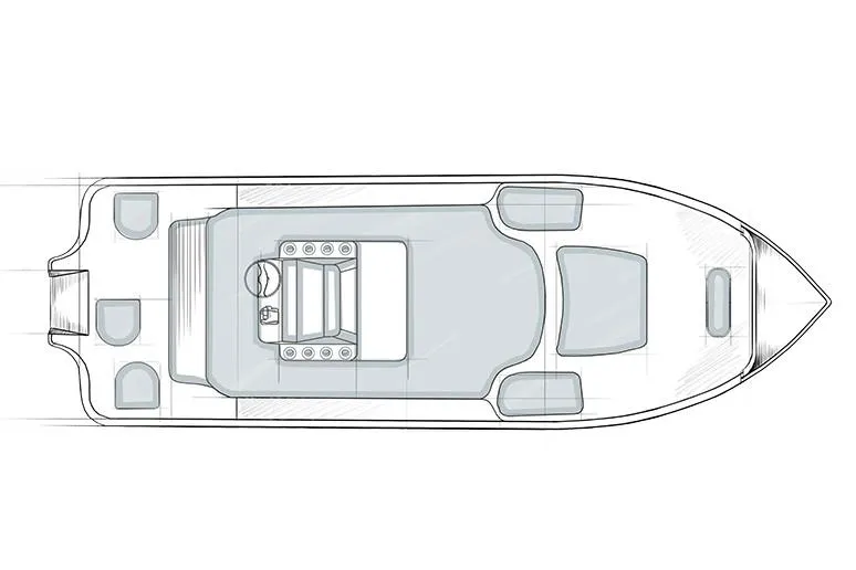 Slide: The Image of Manufacturer Provided Image: Top view schematic of a 2020 Yellowfin 21 Hybrid boat layout. - 10
