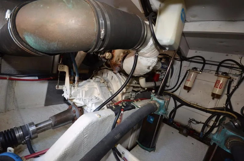 Slide: The Image of Engine room of 1998 Bayliner 3988 Command Bridge Motoryacht. - 30