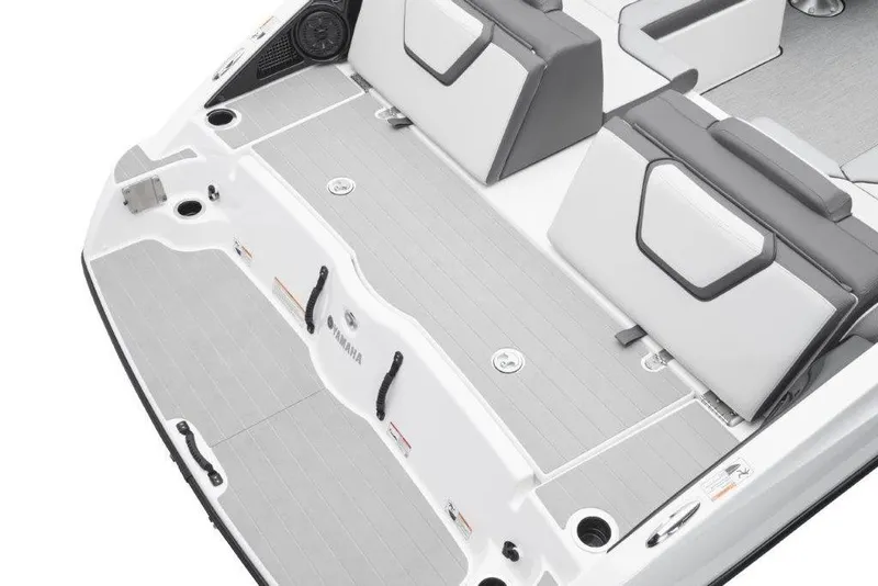 Slide: The Image of 2026 Yamaha Boats AR250 interior with sleek seating and modern design. - 10