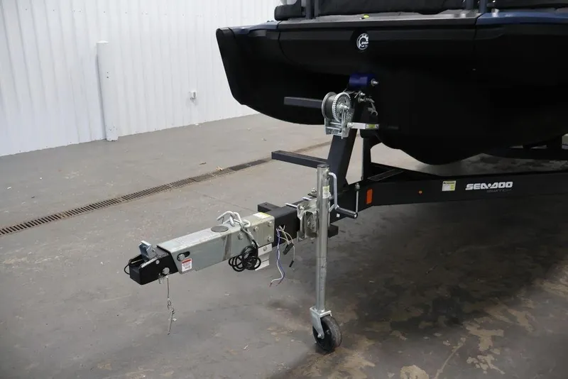 Slide: The Image of Trailer hitch of 2025 Sea-Doo Switch Cruise 21, parked indoors on concrete floor. - 30