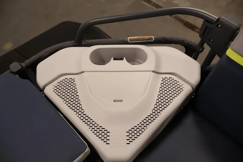 Slide: The Image of 2025 Sea-Doo Switch Cruise 21 interior detail with storage compartment and seating. - 25