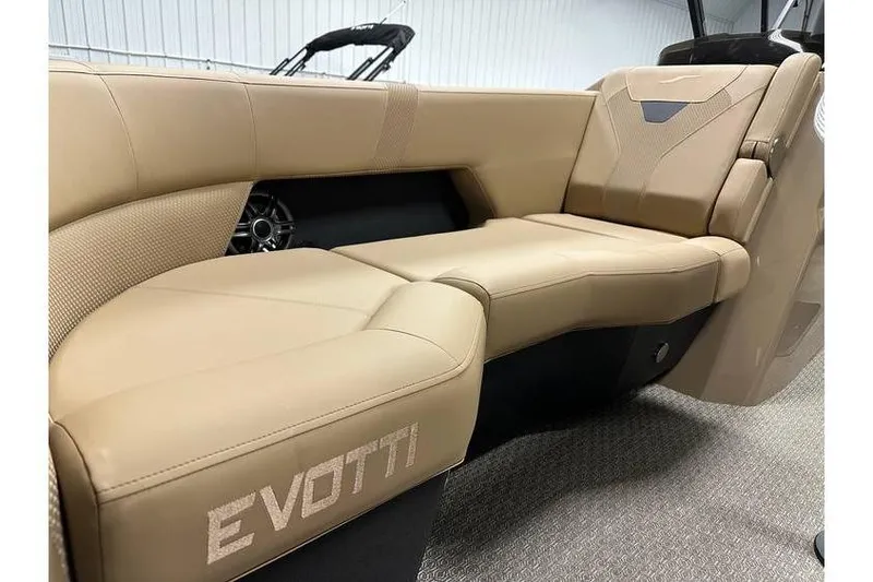 Slide: The Image of Luxurious beige seating in 2026 Evotti 521QL boat interior. - 22