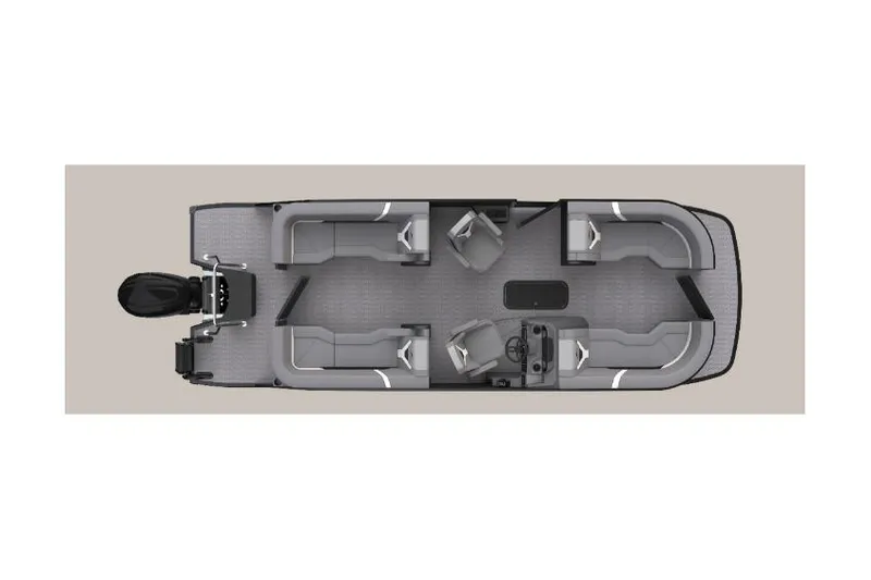 Slide: The Image of Top view of 2026 Evotti 523QL boat interior layout with seating and helm. - 10