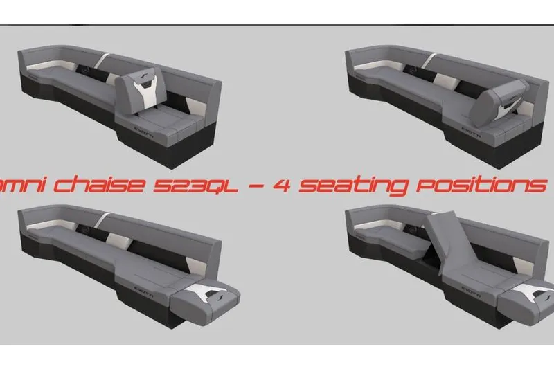 Slide: The Image of Evotti 523QL chaise, 2026 model, showcasing four versatile seating positions. - 11