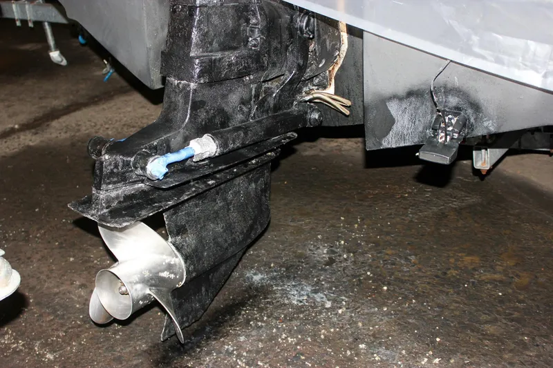 Slide: The Image of Close-up of a 2000 Chaparral 245 SSi boat's propeller and stern drive. - 17