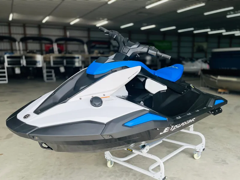 The Image of 2026 Yamaha WaveRunner JetBlaster in a warehouse setting. - 0