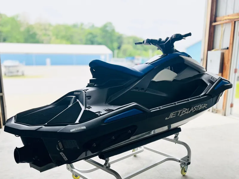 Slide: The Image of 2026 Yamaha WaveRunner JetBlaster in a garage. - 6