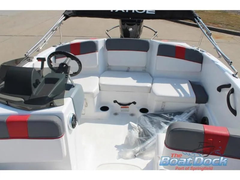 Slide: The Image of Interior view of 2023 Tahoe T16 boat with seating area. - 13