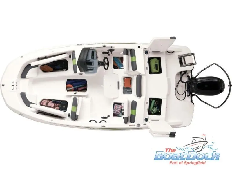Slide: The Image of Aerial view of 2023 Tahoe T16 boat with interior layout. - 31