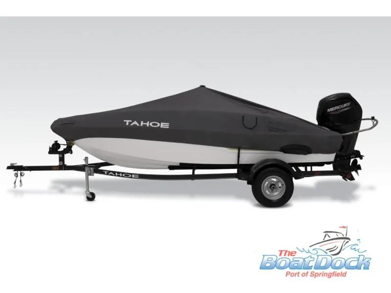 Slide: The Image of 2023 Tahoe T16 boat with cover and trailer. - 33