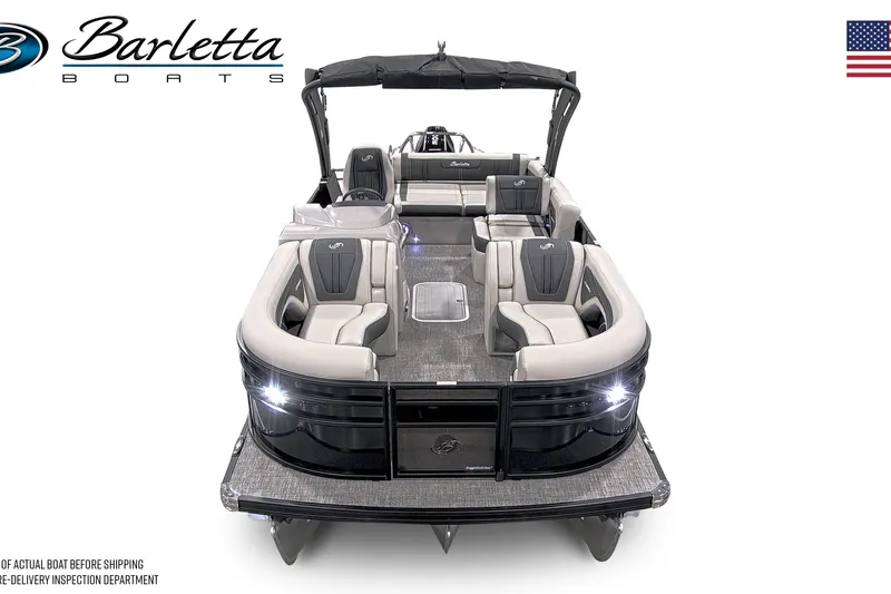 Slide: The Image of 2026 Barletta Corsa 23UA pontoon boat, luxurious design, USA flag. - 4
