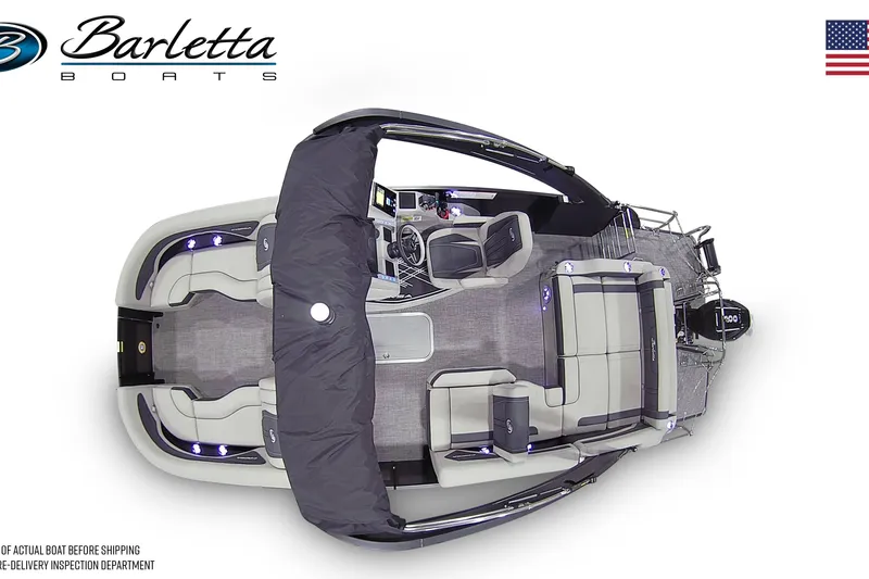 Slide: The Image of Aerial view of 2026 Barletta Corsa 23UA boat with luxurious interior. - 6