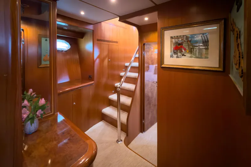 Slide: The Image of Luxurious interior of 2003 Ocean Alexander 700 Classicco yacht with elegant wood finishes. - 24