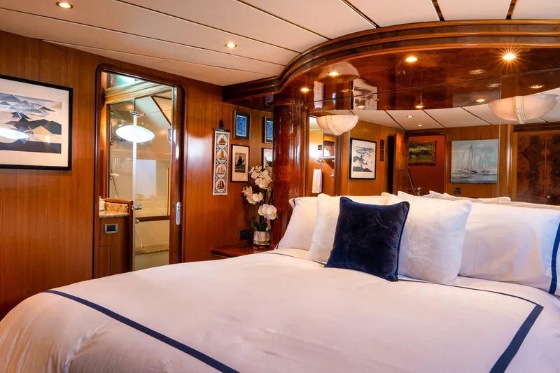 Slide: The Image of Luxurious bedroom interior on 2003 Ocean Alexander 700 Classicco yacht. - 26