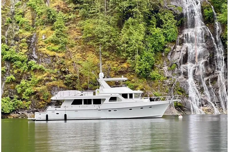 Slide: The Image of Ocean Alexander 700 Classicco yacht cruising on calm waters, 2003 model. - 3