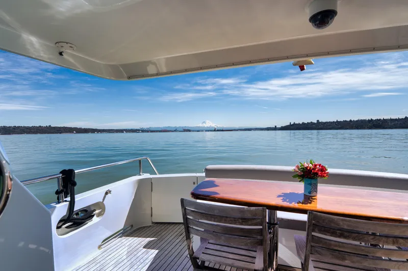 Slide: The Image of Ocean Alexander 700 Classicco yacht deck with scenic ocean view, 2003 model. - 38