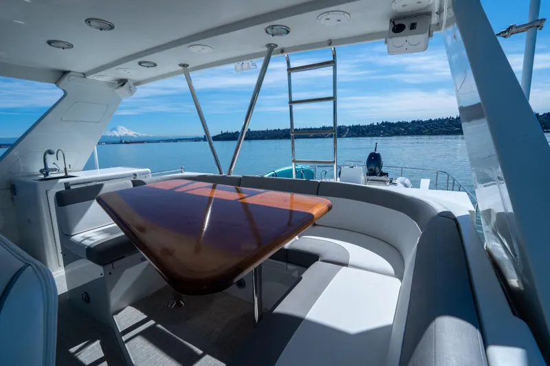 Slide: The Image of Luxurious Ocean Alexander 700 Classicco yacht interior with scenic ocean view, 2003 model. - 44