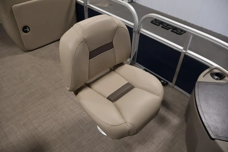 Slide: The Image of 2023 Sun Tracker Fishin' Barge 20 DLX boat seat, beige upholstery, modern design. - 18