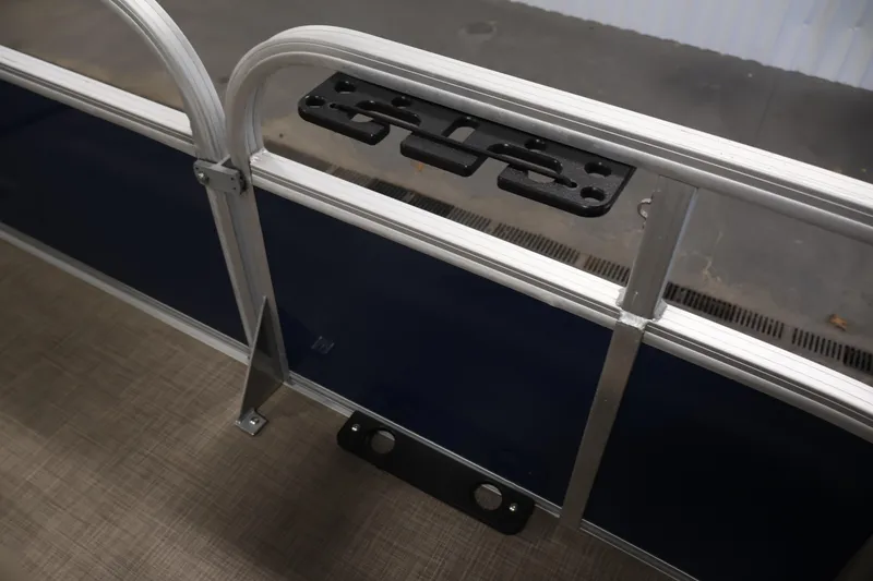 Slide: The Image of 2023 Sun Tracker Fishin' Barge 20 DLX railing and mounting bracket detail. - 19