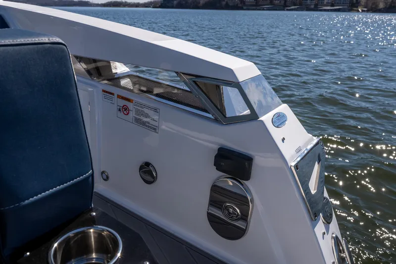 Slide: The Image of 2026 Monterey 378SS Super Sport boat detail with water backdrop. - 41