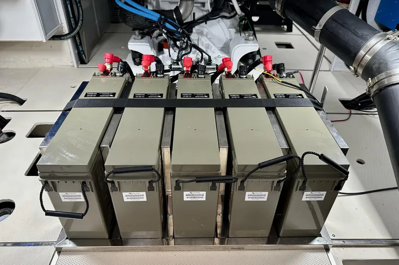 Slide: The Image of 2025 Helmsman Trawlers 43E Pilothouse - Battery Rack - 11