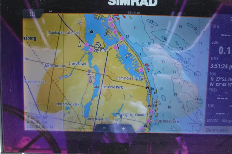Slide: The Image of Simrad GPS display showing nautical map near Bay Pines, Florida on a Boston Whaler 210 Montauk. - 19