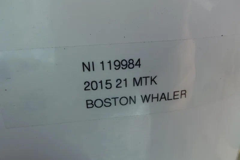 Slide: The Image of Label on 2015 Boston Whaler 210 Montauk boat with serial number NI 119984. - 43